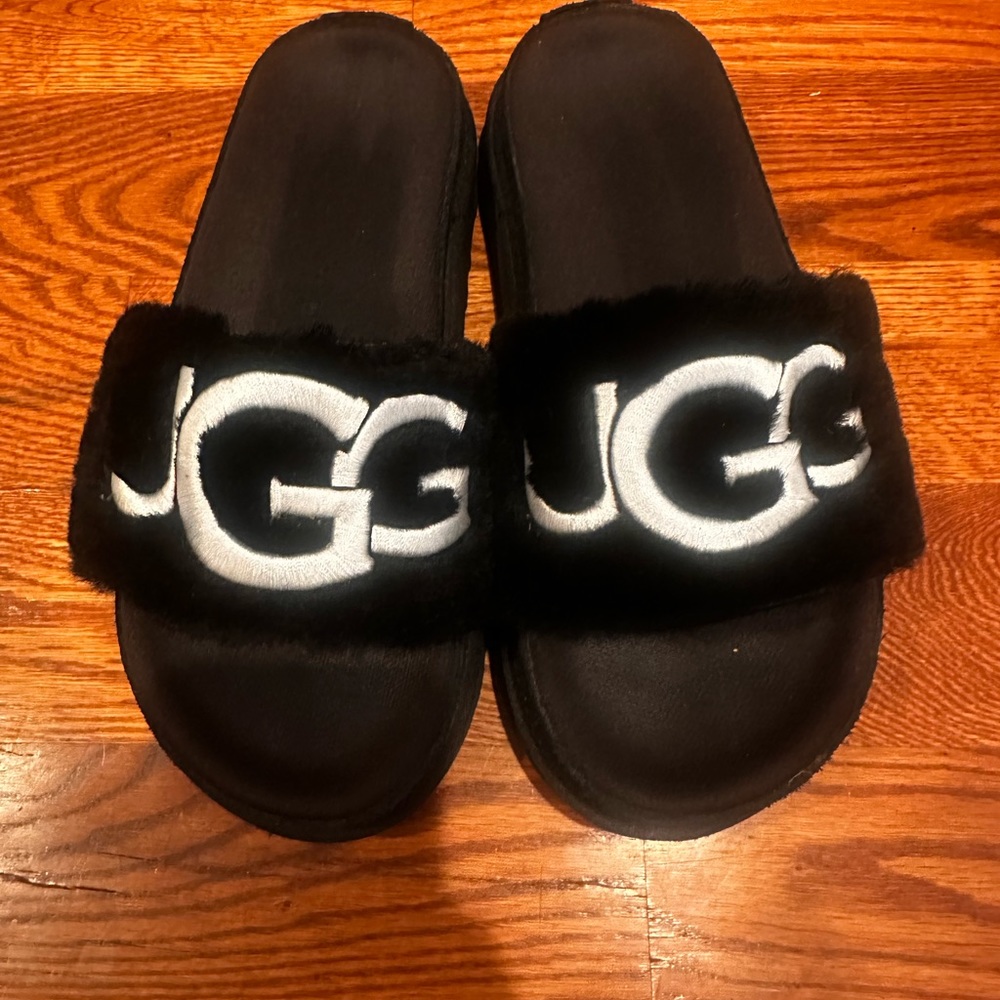 Ugg Black Platform Slippers